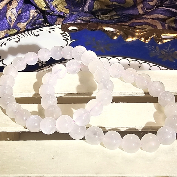 Pink Moonstone 10 mm Stretchy Stone Bracelet - Picture 1 of 3